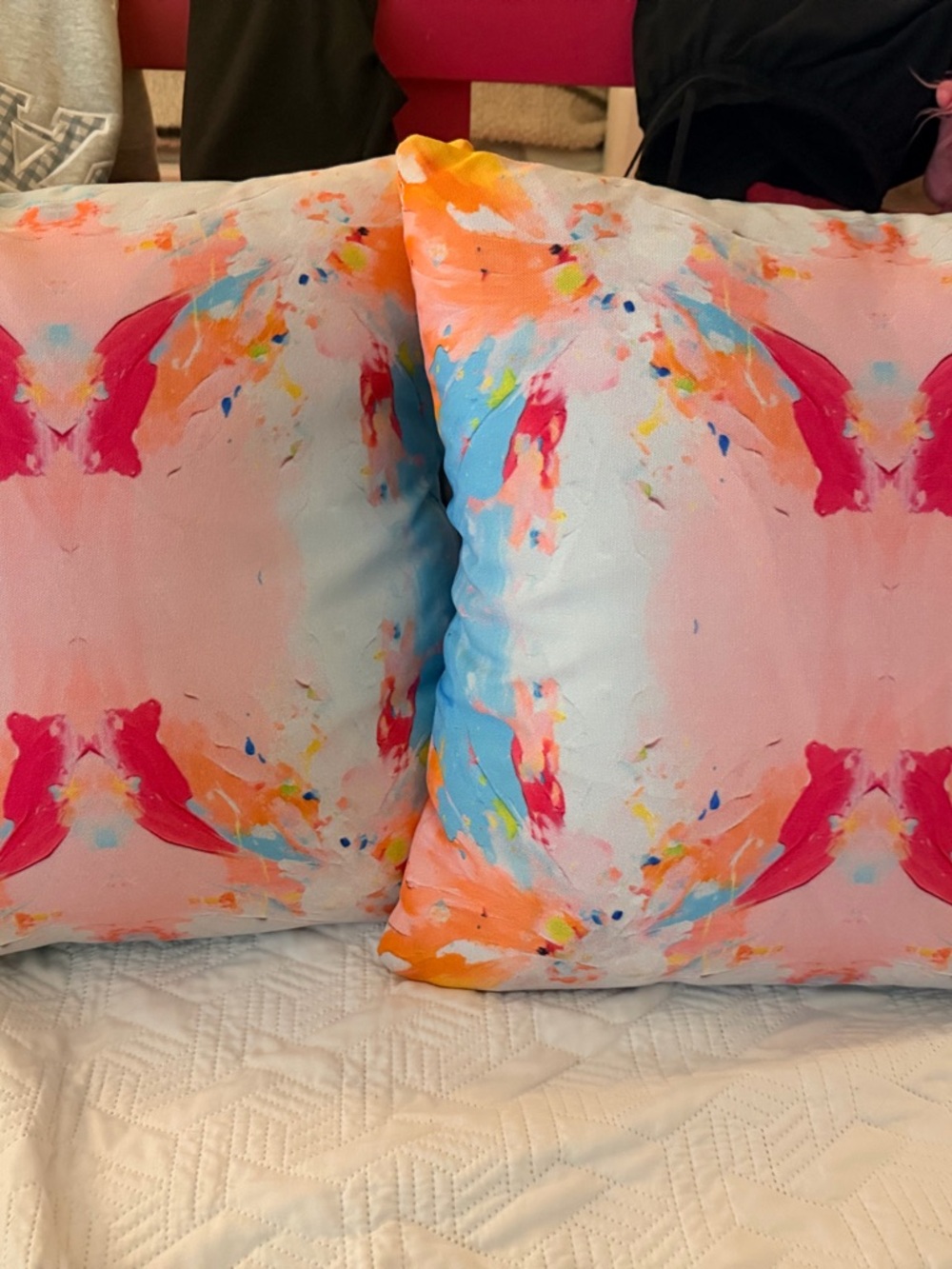 Abstract Watercolor Decorative Throw Pillows - Pink & Coral